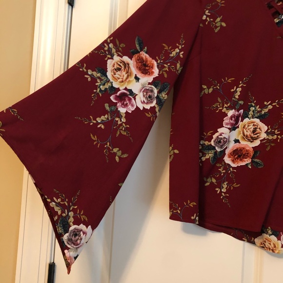Burgundy Lizard Thicket Floral Top - Picture 4 of 6